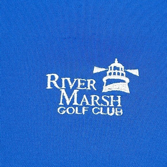 Men's Nike Tour Performance Short Sleeve Polo Shirt Blue L River Marsh Golf Club - Picture 2 of 9